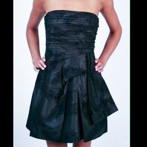 Vintage Juicy Couture Silk Mini Dress Tulle Underskirt Black Strapless Y2K Sz 6